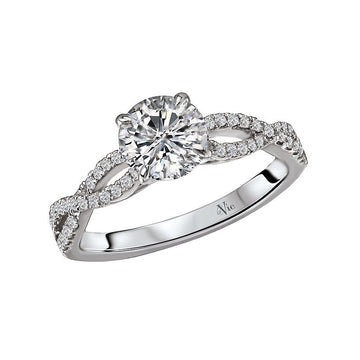 Glemera Bandora Braided Shank Diamond Ring Semi-Mount in 14K White Gold
