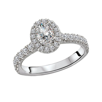 Glemera Halo Diamond Engagement Ring - 14K White Gold Oval Center Stone