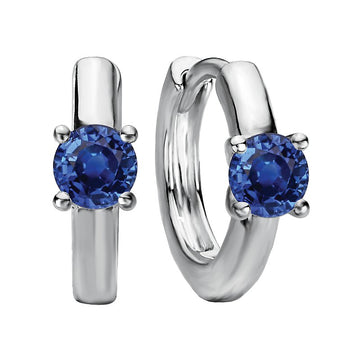 Luxora Ladies Fashion Sapphire Huggie Earrings in 14K White Gold