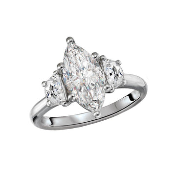 Lab Grown Diamond 3-Stone Semi-Mount Engagement Ring in 14K White Gold