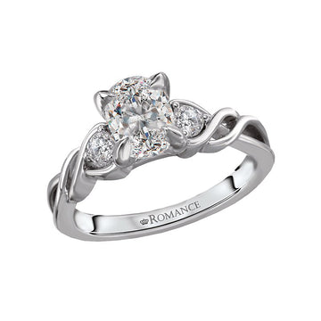 Orbelle 3 Stone Oval Diamond Engagement Ring in 18K White Gold