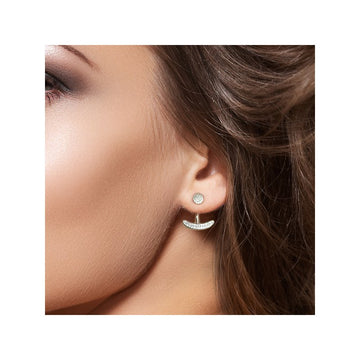 Luxora 14K White Gold Pave Diamond Earlobe Cuffs