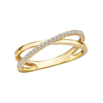 Luxora Classic 14K Yellow Gold Diamond Criss Cross Fashion Ring