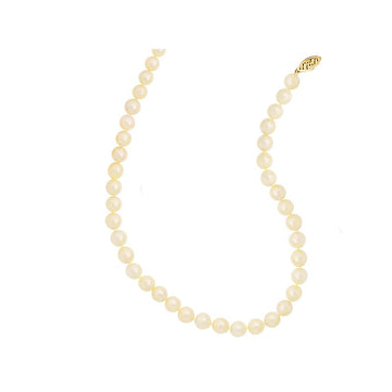 Golden Dyed Cultured Akoya Pearl Necklace with 14K Yellow Gold Clasp - 16 inch