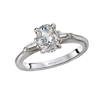Orbelle White Gold 3-Stone Oval Diamond Semi-Mount Engagement Ring