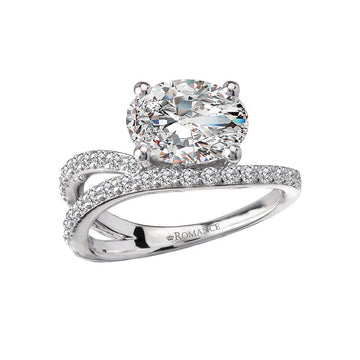 Orbelle 14K White Gold Wave Band Diamond Engagement Ring Semi-Mount