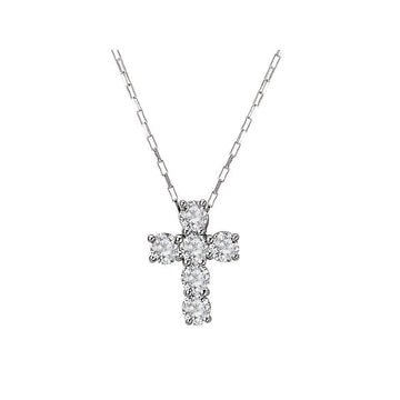 Aurenza Classics 14K White Gold Round Diamond Cross Pendant 1CTW