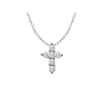 Luxora Diamond Cross Pendant in 14K White Gold with Round Diamonds