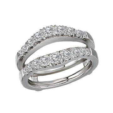 Glemera Diamond Wrap Wedding Band with Guard - 14K White Gold French Paved Round Diamond Ring