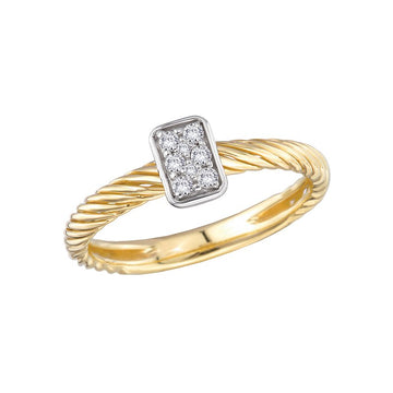 Luxora Two-Toned Diamond Ladies Fashion Ring - Classic Style 14kt Yellow and White Gold Band with Round Diamonds