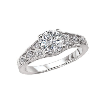 Vintage 14K White Gold Diamond Semi-Mount Ring - Glemera Collection