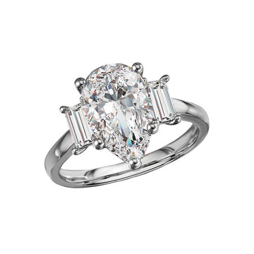 14K White Gold Lab Grown Diamond Pear Shape Engagement Ring
