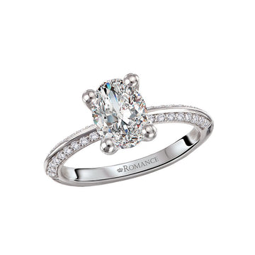 Platinum Knife Edge Oval Diamond Engagement Ring - Orbelle Collection