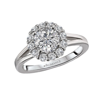Orbelle Halo Split Shank Semi-Mount Diamond Ring in 18K White Gold