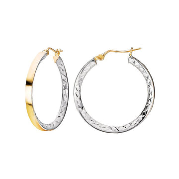 Aurenza Classics 14kt Two Tone Diamond Cut Hoop Earrings