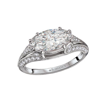 Orbelle Milgrain Design 14K White Gold Diamond Engagement Ring