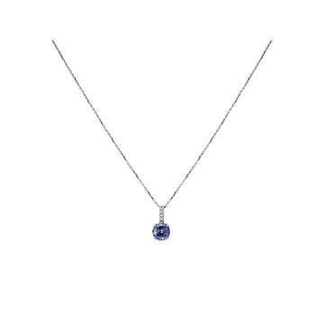 Luxora Tanzanite and Diamond Necklace - 14K White Gold Round Stone Jewelry