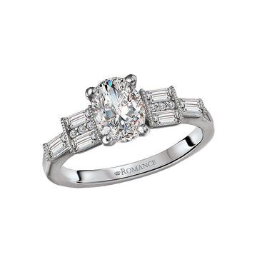 Orbelle 14K White Gold Oval Diamond Engagement Ring Semi-Mount