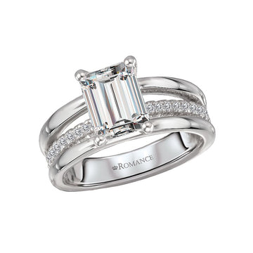 Orbelle Three Row Diamond Engagement Ring in 14K White Gold