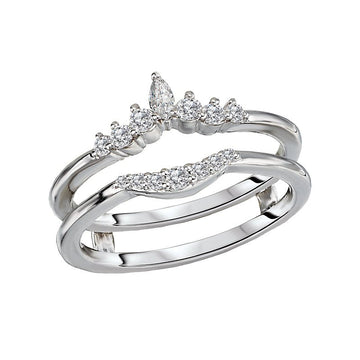 Glemera Diamond Wrap Guard Ring in 14K White Gold with Round and Marquise Diamonds