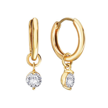 Luxora 14K Yellow Gold Hoop Earrings with Lab Grown Diamond Dangles