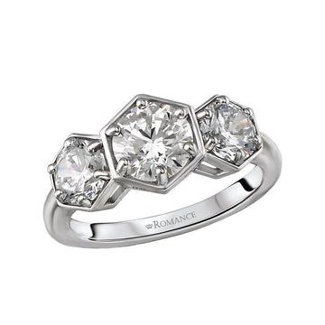 Orbelle 14K White Gold 3-Stone Diamond Engagement Ring Semi-Mount