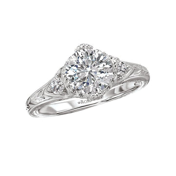 Vintage 14K White Gold Diamond Engagement Ring Semi-Mount