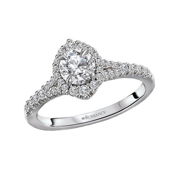 Orbelle Petite Halo Diamond Engagement Ring in 14K White Gold