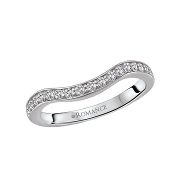 Orbelle Curved Wedding Band - 18K White Gold with Round Diamonds