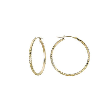 Luxora 14K Yellow Gold Diamond Cut Fashion Hoop Earrings