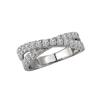 Luxora Classic 14K White Gold Criss-Cross Diamond Ring (1.0ctw)