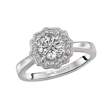 Orbelle Halo Semi-Mount Diamond Ring in 14K White Gold with Lab Grown Diamonds