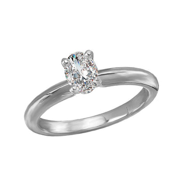 Glemera Solitaire Semi-Mount Diamond Engagement Ring | 14K White Gold Oval 1/2 Carat