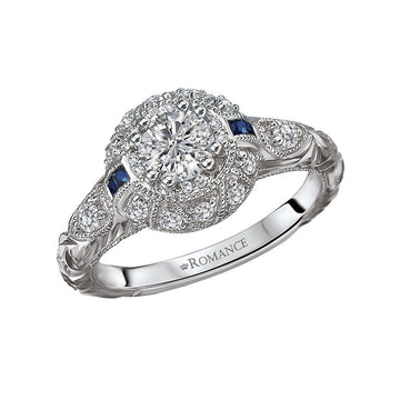 Vintage White Gold Diamond Engagement Ring Semi-Mount