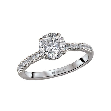 Orbelle Diamond Semi-Mount Engagement Ring - 14K White Gold Halo Style