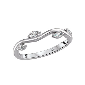 Glemera Curved Matching Wedding Band in 14K White Gold with 1/7 Carat Diamonds