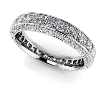 Exquisite Princess And Round Eternity Band Lab-Grown Diamond with 6.22 ct.(finished) 1.4mm, 3.5mm