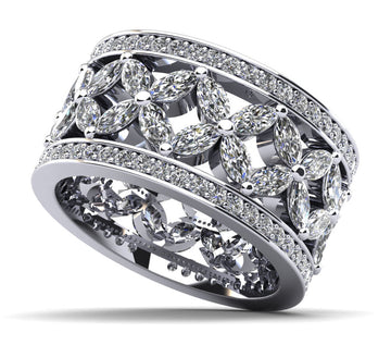 Marquise and Round Diamond Eternity Ring Lab-Grown Diamond with 5.78 ct.(finished) 4x2mm, 1.3mm
