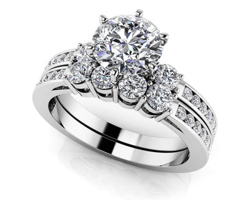 Three Across Plus Bridal Set Lab-Grown Diamond with 2.24 ct. (1.50 ct. center diamond)