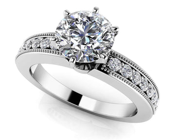 Six Prong Side Channel Engagement Ring Lab-Grown Diamond with 1.38 ct. (1.25 ct. center diamond)