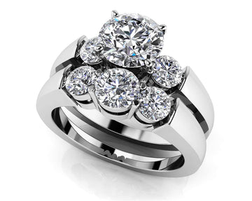 Triple Diamond Bridal Set Set Lab-Grown Diamond with 2.13 ct. (1.25 ct. center diamond)
