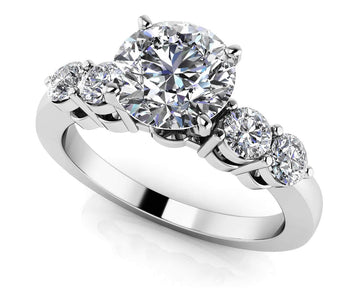Six Prong Engagement Ring Lab-Grown Diamond with 1.67 ct. (1.25 ct. center diamond)