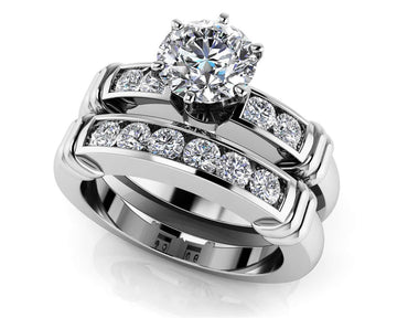 Channel Diamond Flanked Bridal Set Lab-Grown Diamond with 2.41 ct. (2.00 ct. center diamond)