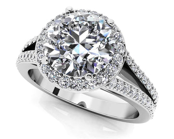 Elegant Split Shank Diamond Engagement Ring Lab-Grown Diamond with 1.47 ct. (1.00 ct. center diamond)