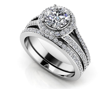Elegant Split Shank Bridal Set Lab-Grown Diamond with 2.17 ct. (1.50 ct. center diamond)