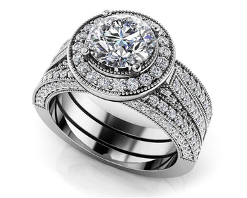 Vintage Glamour Double Band Bridal Set Lab-Grown Diamond with 2.79 ct. (1.25 ct. center diamond)
