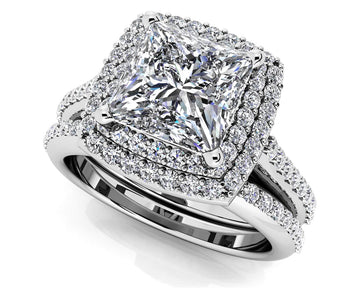 Round And Princess Cut Diamond Frame Bridal Set Lab-Grown Diamond with 1.34 ct. (0.70 ct. center diamond)