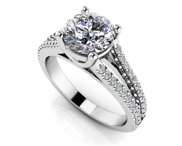 Diamond Lined Split Shank Engagement Ring Lab-Grown Diamond with 1.56 ct. (1.25 ct. center diamond)
