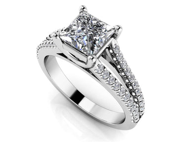 Split Shank Princess Cut Engagement Ring Lab-Grown Diamond with 1.81 ct. (1.50 ct. center diamond)