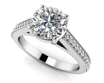 Milgrain Detailed Diamond Engagement Ring Lab-Grown Diamond with 2.15 ct. (2.00 ct. center diamond)